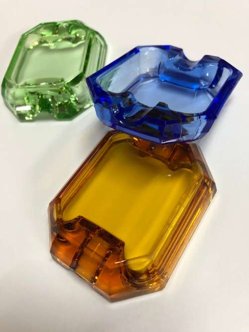 Vintage high quality Czech crystal ashtray set of 3